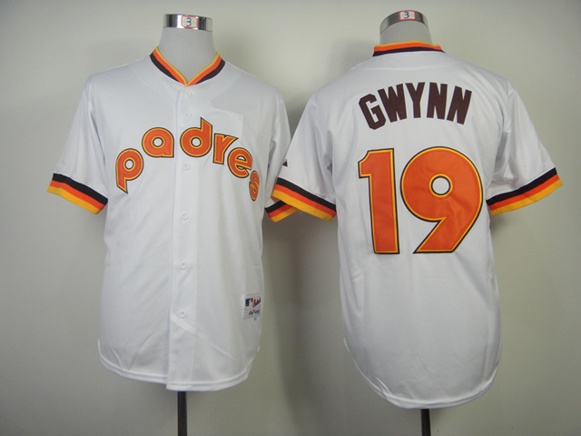 MLB San Diego Padres #19 Gwynn White 1984 Throwback Jersey