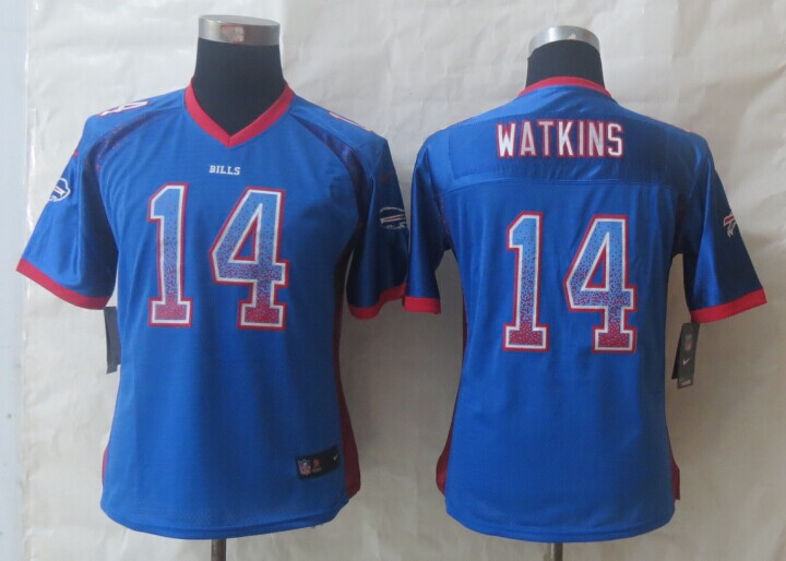 Women New Nike Buffalo Bills 14 Watkins Drift Fashion Blue Elite Jerseys