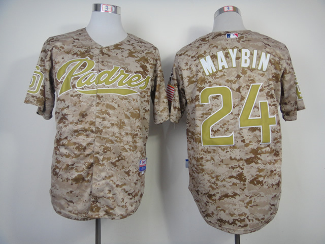 MLB San Diego Padres #24 Maybin Camo 2014 Jersey