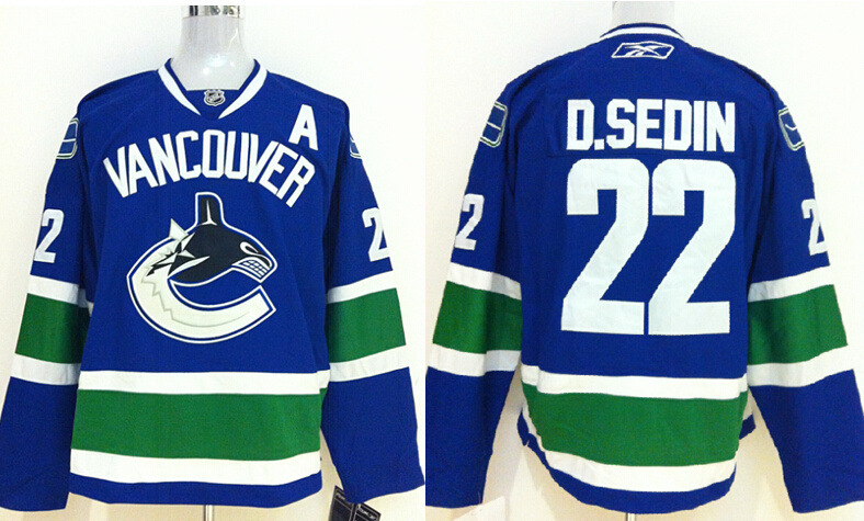 NHL Vancouver Canucks Blue #22 D.Sedin Jersey