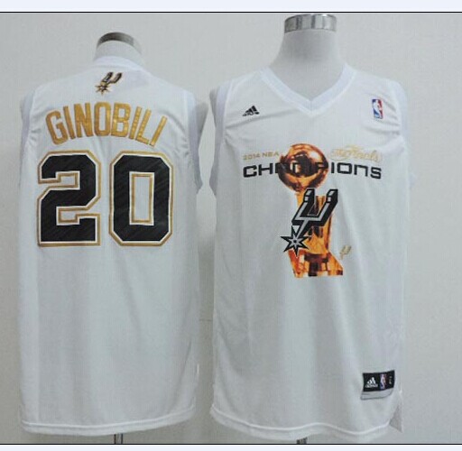 NBA San Antonio Spurs #20 Ginobili 2014 Champion White Jersey
