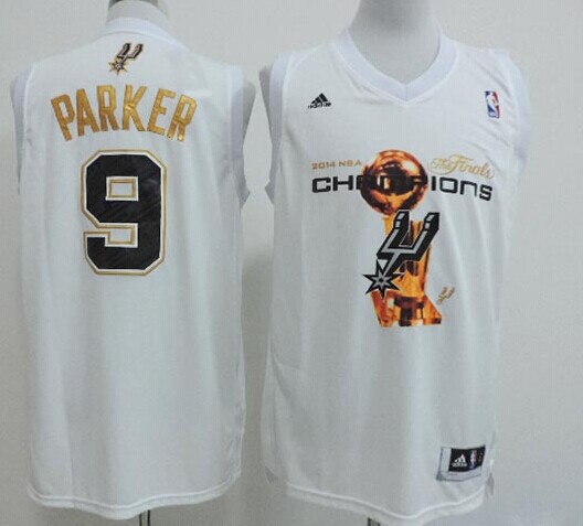 NBA San Antonio Spurs #9 Parker 2014 Champion White Jersey