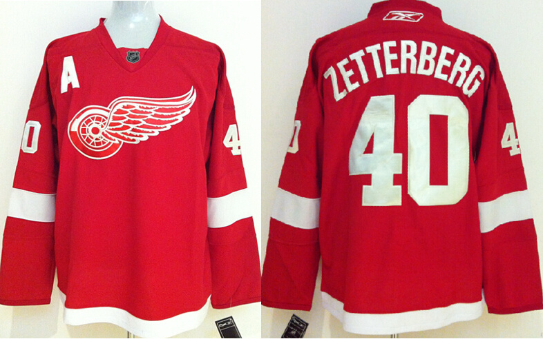 Red Henrik Zetterberg Home NHL Detroit Red wings #40 Jersey
