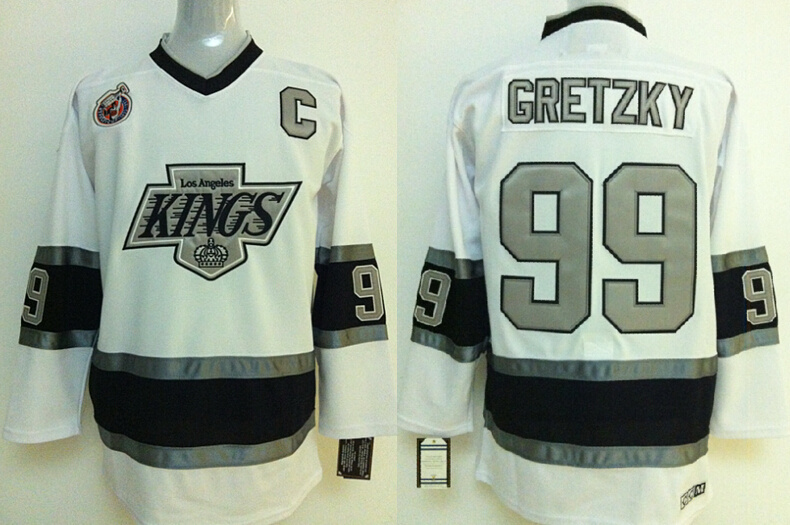 NHL Los Angeles Kings #99 Gretzky White CCM Jersey with 100 Annivesary Patch