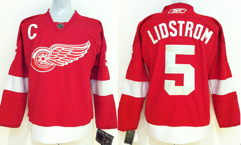 Detroit Red wings #5 Nicklas Lidstrom Home NHL jersey in Red
