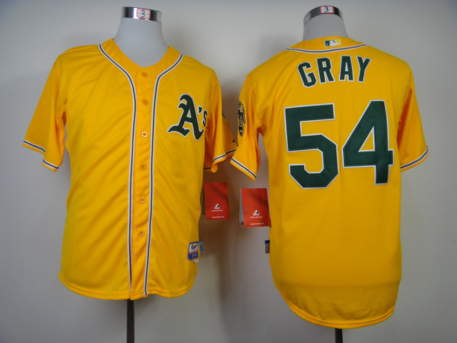MLB Oakland Athletics #54 Gray Yellow Jersey