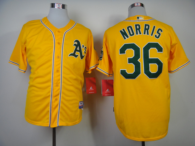 MLB Oakland Athletics #36 Norris Yellow Jersey