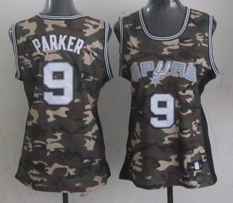 NBA San Antonio Spurs #9 Parker Camo Women Jersey 3