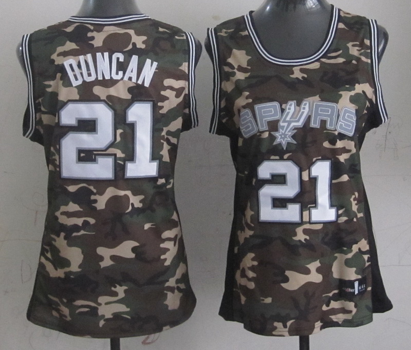 NBA San Antonio Spurs #21 Duncan Camo Women Jersey 3