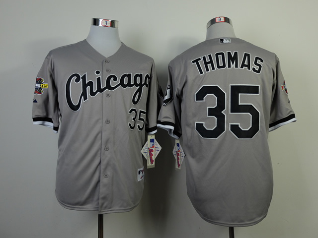 MLB Chicago White Sox #35 Frank Thomas Grey Jersey with WS05 Patch