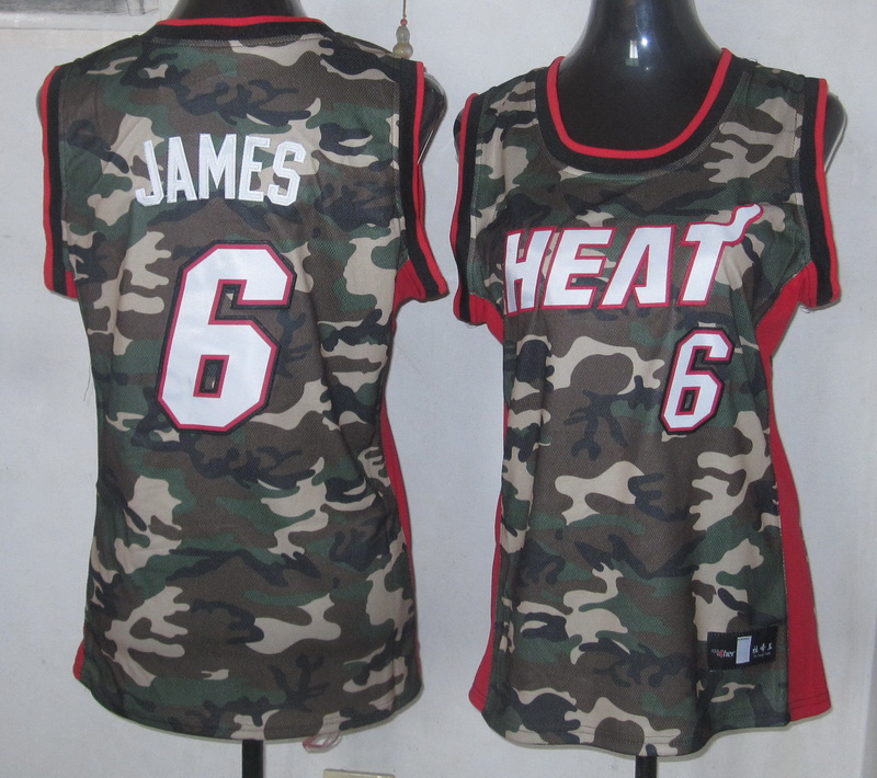 NBA Miami Heat #6 James Women Camo Jersey 2