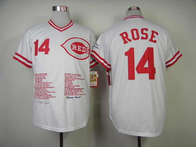 MLB Cincinnati Reds #14 Rose White Major League Records Jersey