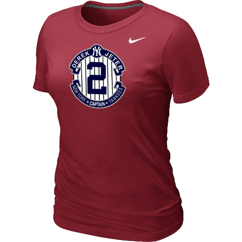 Nike Derek Jeter New York Yankees Official Final Season Commemorative Logo Womens Blended T-Shirt Red