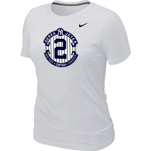Nike Derek Jeter New York Yankees Official Final Season Commemorative Logo Womens Blended T-Shirt White