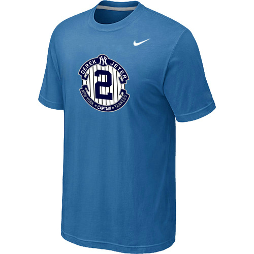 Nike Derek Jeter New York Yankees Official Final Season Commemorative Logo T-Shirt light Blue