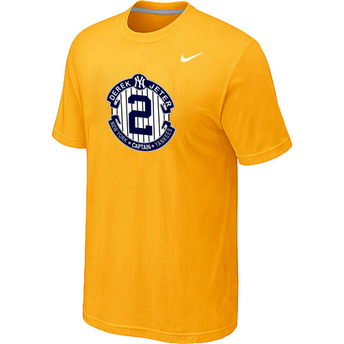 Nike Derek Jeter New York Yankees Official Final Season Commemorative Logo T-Shirt Yellow