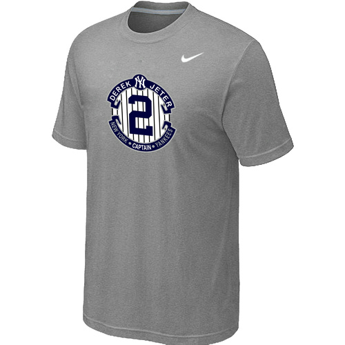 Nike Derek Jeter New York Yankees Official Final Season Commemorative Logo T-Shirt Light Grey