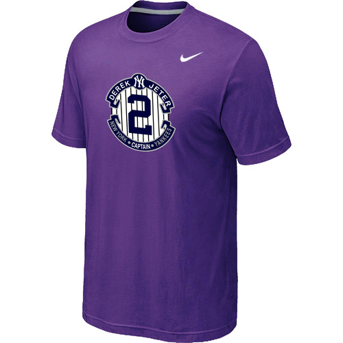 Nike Derek Jeter New York Yankees Official Final Season Commemorative Logo T-Shirt Purple