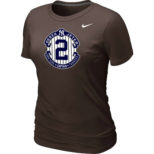 Nike Derek Jeter New York Yankees Official Final Season Commemorative Logo Womens Blended T-Shirt Brown