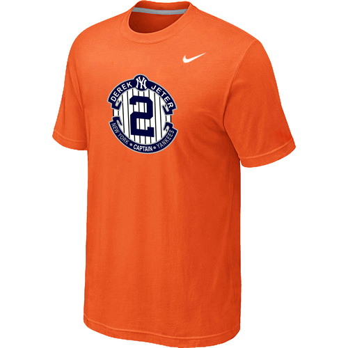 Nike Derek Jeter New York Yankees Official Final Season Commemorative Logo T-Shirt Orange