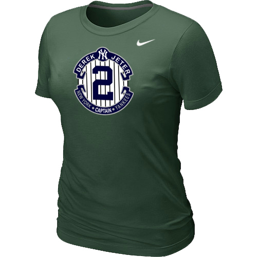 Nike Derek Jeter New York Yankees Official Final Season Commemorative Logo Womens Blended T-Shirt D.Green