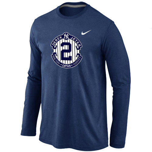 Nike Derek Jeter New York Yankees Official Final Season Commemorative Logo Long Sleeve T-Shirt Dark blue