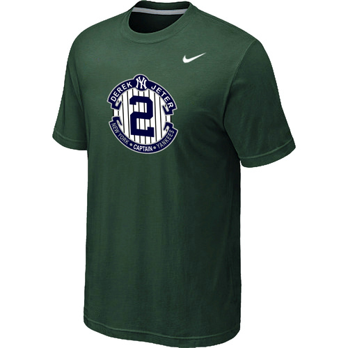 Nike Derek Jeter New York Yankees Official Final Season Commemorative Logo T-Shirt Dark Green