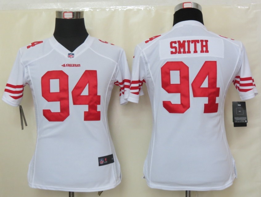 Womens Nike San Francisco 49ers 94 Smith White Elite Jerseys