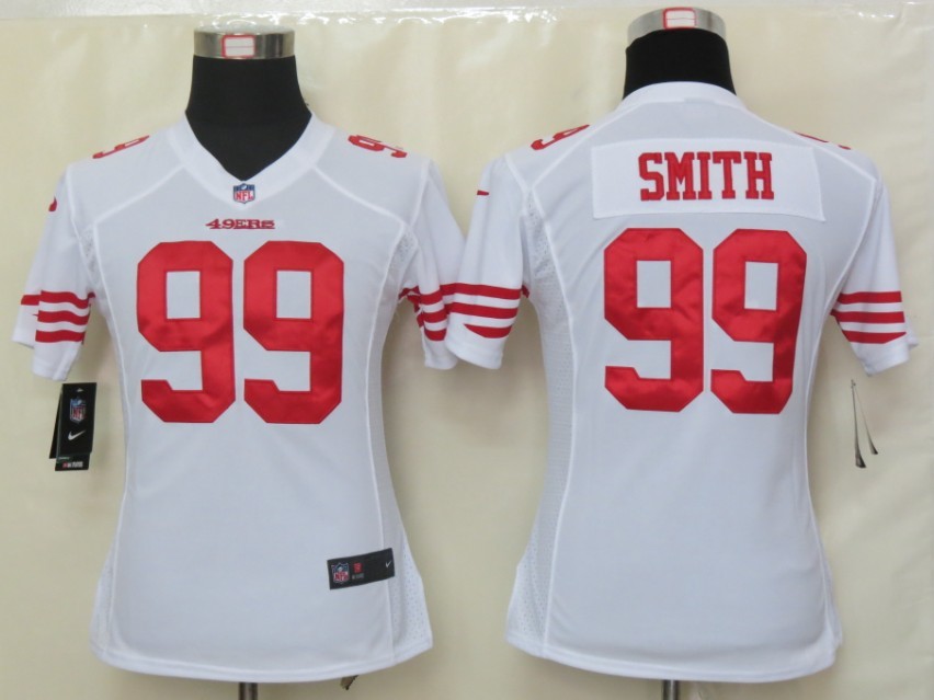 Womens Nike San Francisco 49ers 99 Smith White Elite Jerseys