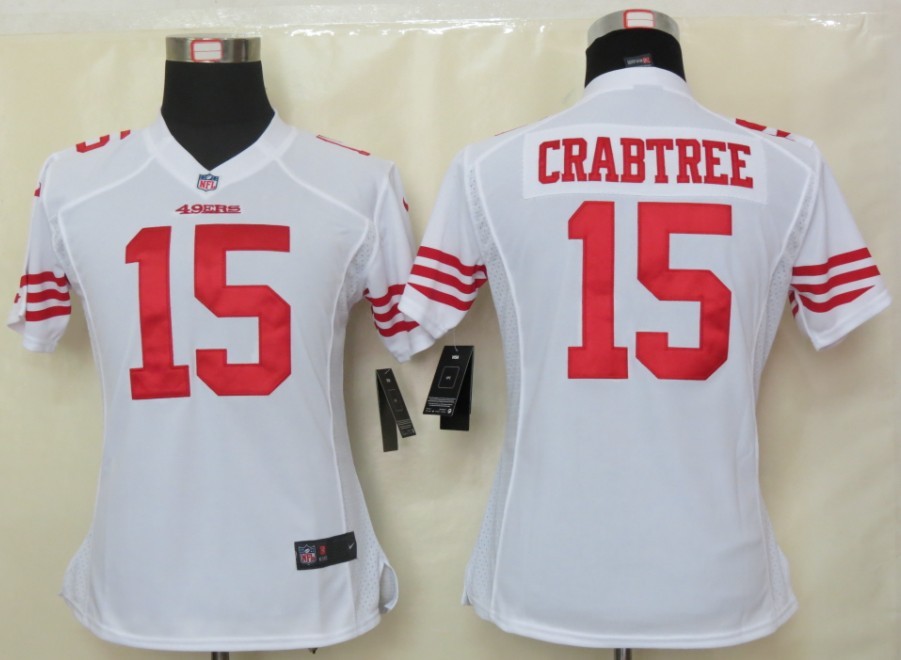 Womens Nike San Francisco 49ers 15 Crabtree White Elite Jersey