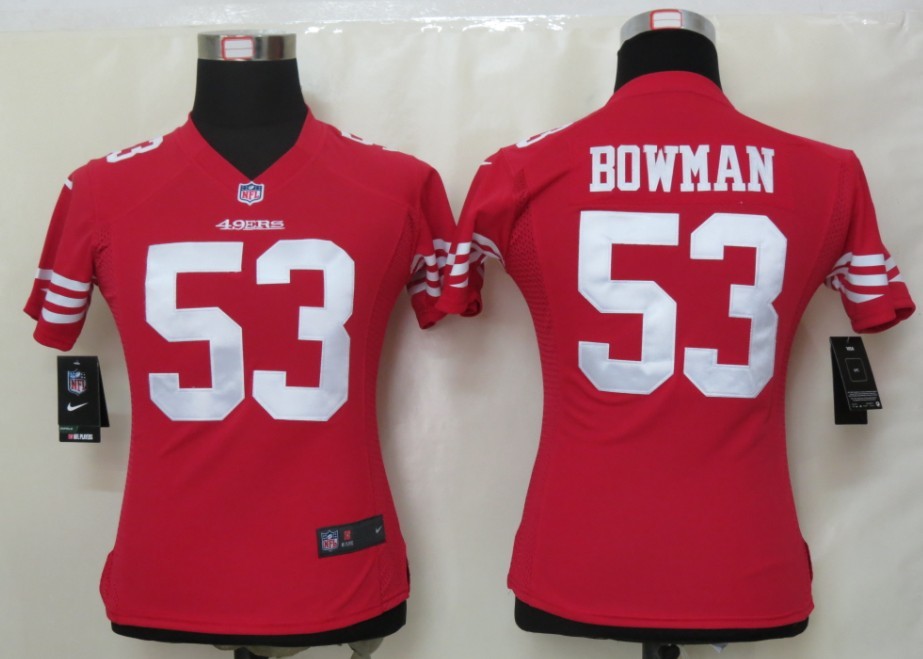 Womens Nike San Francisco 49ers 53 Bowman Red Elite Jerseys