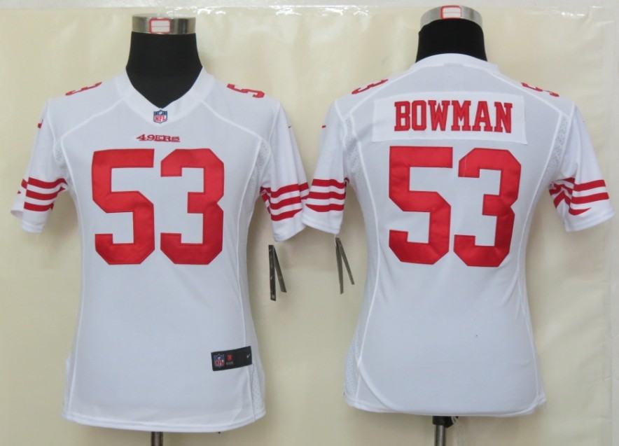 Womens Nike San Francisco 49ers 53 Bowman White Elite Jerseys