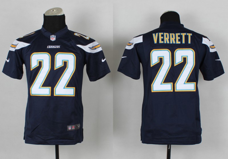Nike San Diego Chargers #22 Verrett Blue Youth Jersey