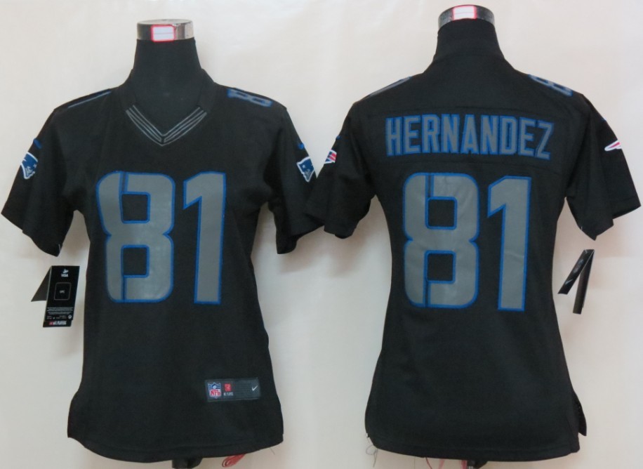 Womens Nike New England Patriots 81 Hernandez Impact Limited Black Jerseys