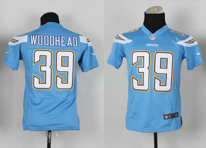 NFL San Diego Chargers #39 Woodhead Light Blue Youth Jersey