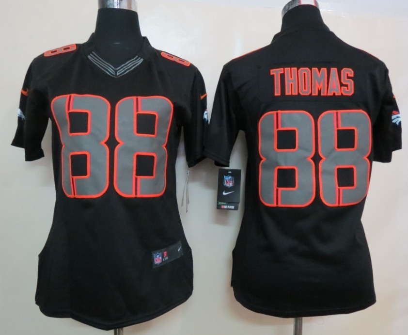 Womens Nike Denver Broncos 88 Thomas Impact Limited Black Jerseys