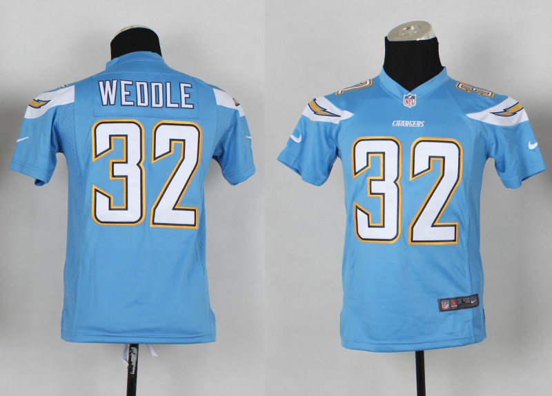 NFL San Diego chargers #32 Weddle Light Blue Youth Jersey