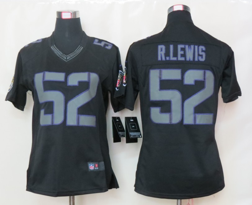 Womens Nike Baltimore Ravens 52 R.Lewis Impact Limited Black Jerseys