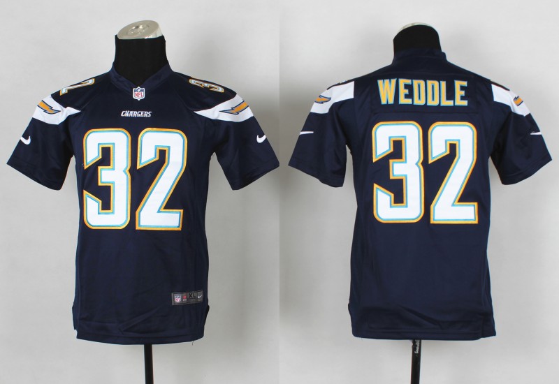 NFL San Diego chargers #32 Weddle Blue Youth Jersey