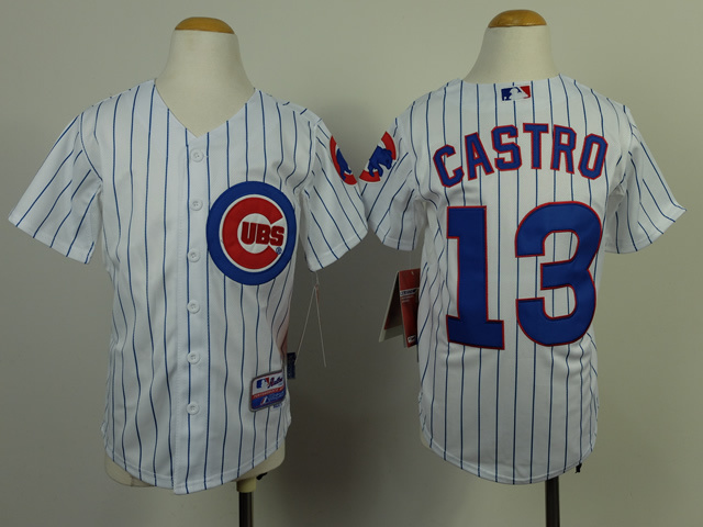 MLB Chicago Cubs #13 Castro White Youth Jersey