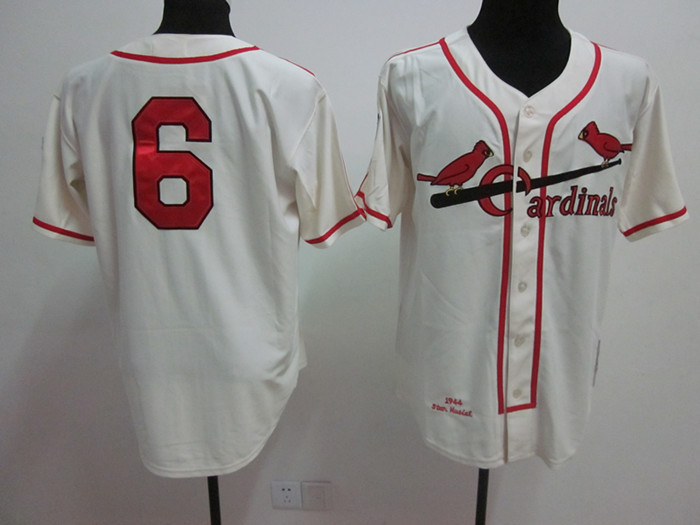 Stan Musial White Jersey, St. Louis Cardinals #6 1944 Jersey