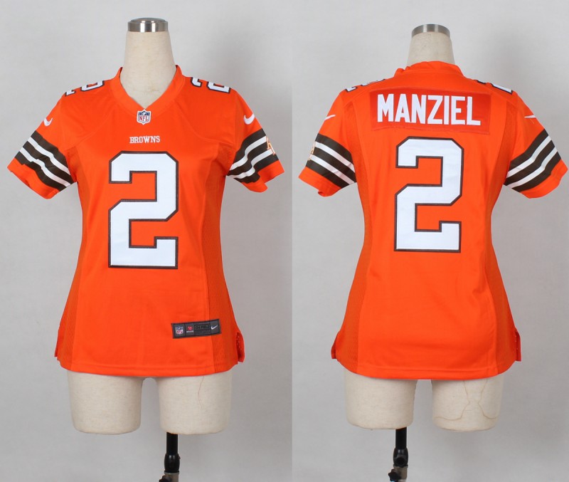 Nike Cleveland Browns 2 Manziel Women Orange Jerseys