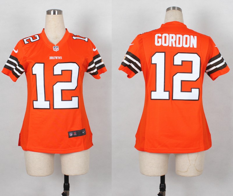 Nike Cleveland Browns 12 Gordon Orange Women Jerseys