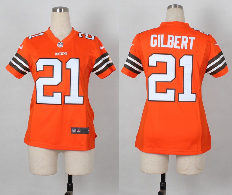 New Nike Cleveland Browns #21 Gilbert Orange Women Jerseys