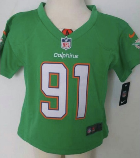 Nike Miami dolphins #91 Wake Green Kids Jersey 2-5T