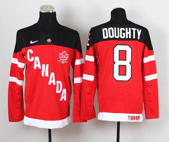 2014 Team Canada #8 Drew Doughty Red 100th Annivesary Jersey