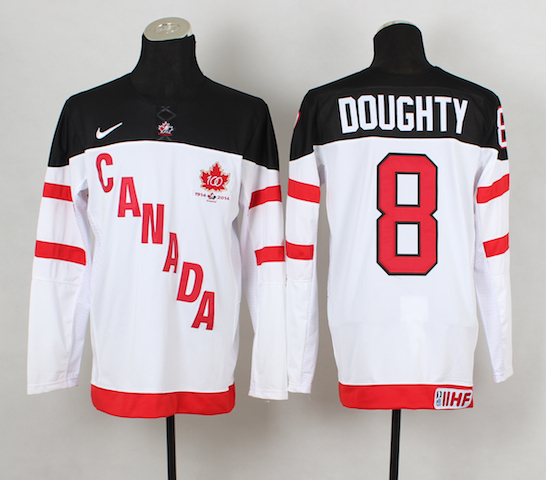 2014 Team Canada #8 Drew Doughty White 100th Annivesary Jersey