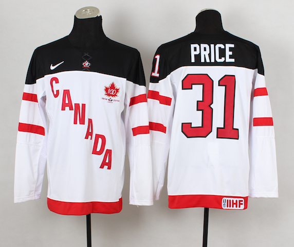 2014 Team Canada #31 Carey Price White 100th Anniversary Jersey