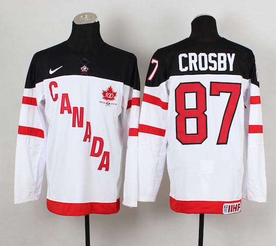 Team Canada Olympic #87 Sidney Crosby Red 100th Anniversary NHL White Jersey