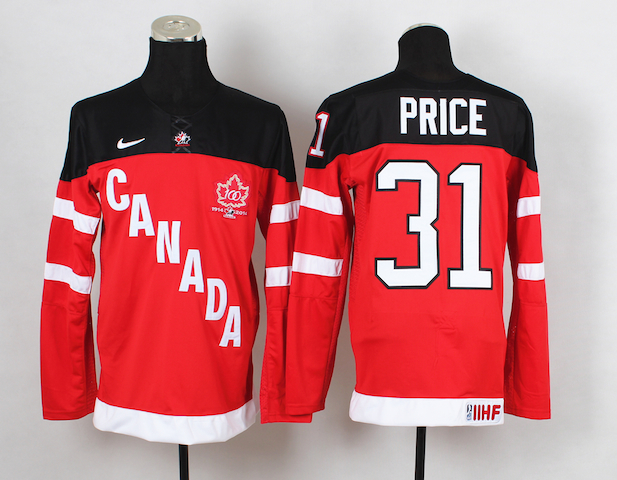 2014 Team Canada #31 Carey Price Red 100th Anniversary Jersey